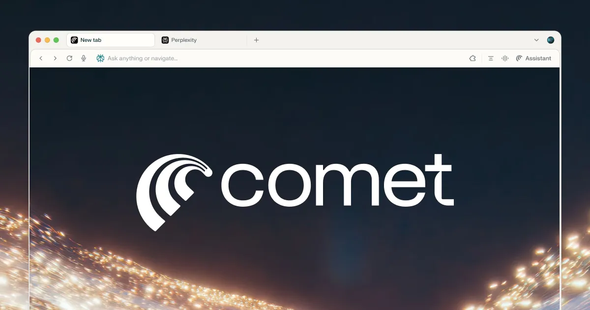 Comet Browser interface with sidebar AI assistant analyzing multiple tabs for research
